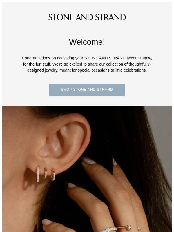 Customer Account Confirmation email from Stone and Strand