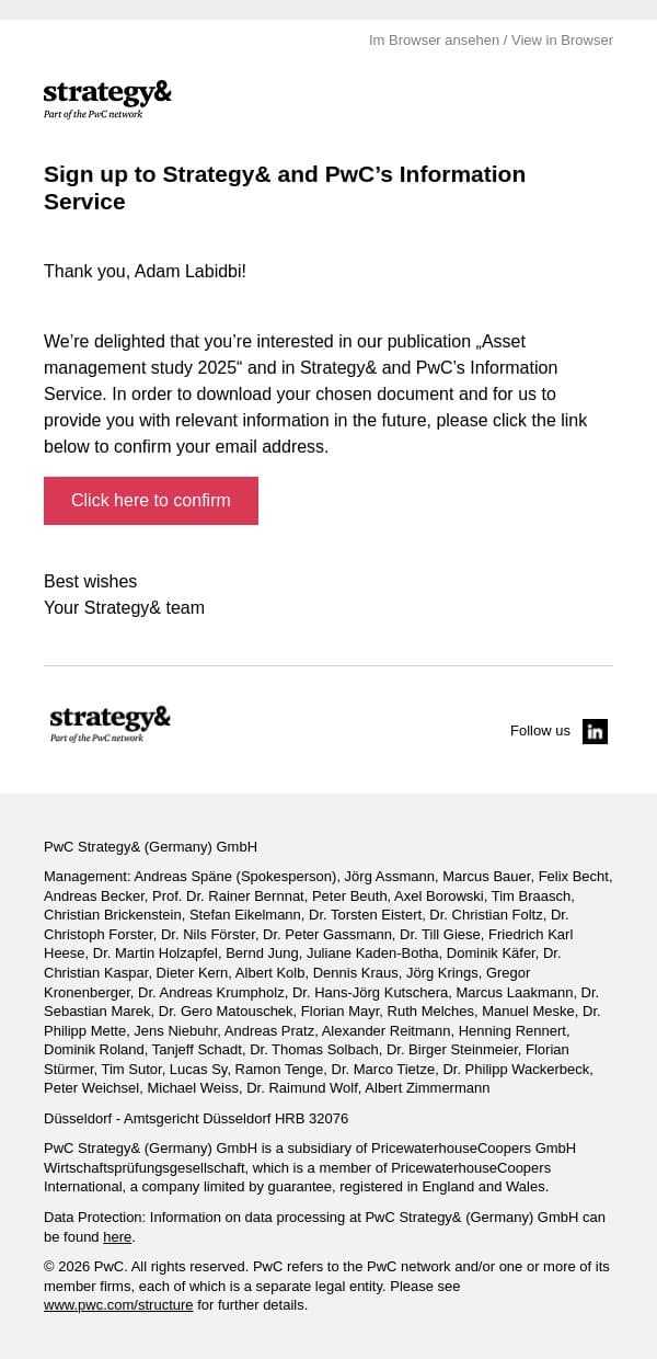 Confirmation link - click and get access email from Strategy& screenshot