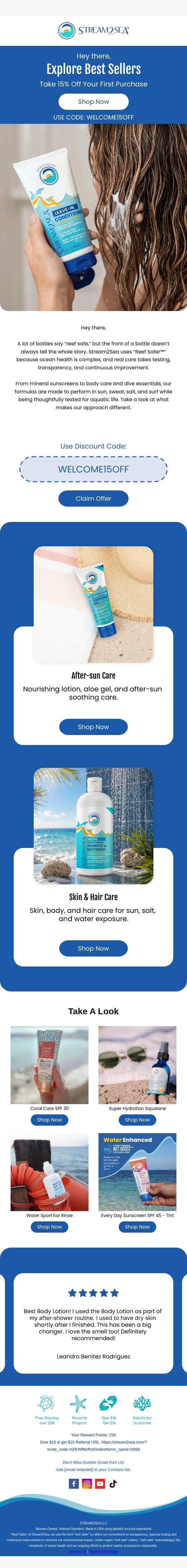 What reef-safer really means email from Stream2Sea screenshot