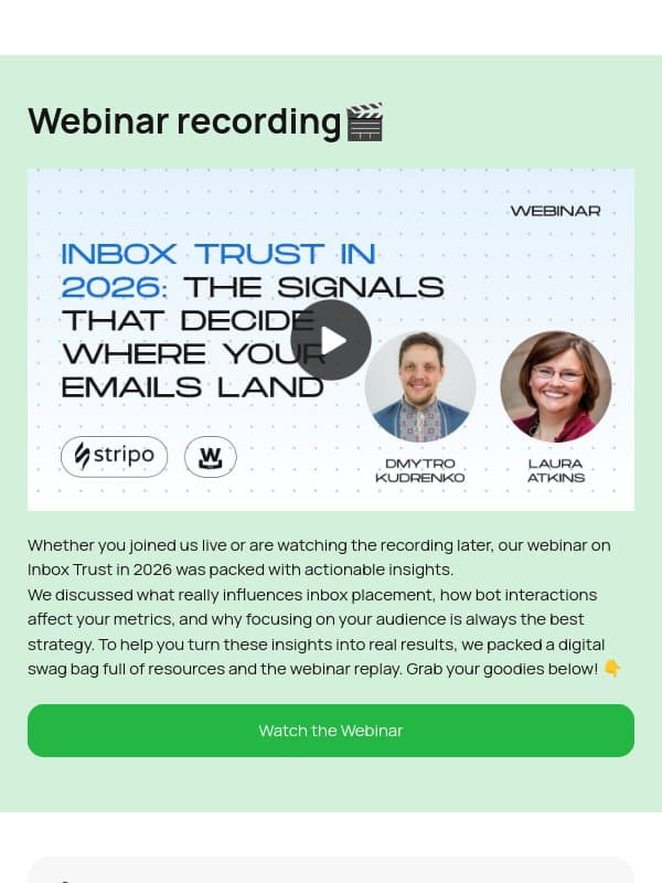 Missed the Inbox Trust webinar? We saved the best parts 🎒 email from Stripo