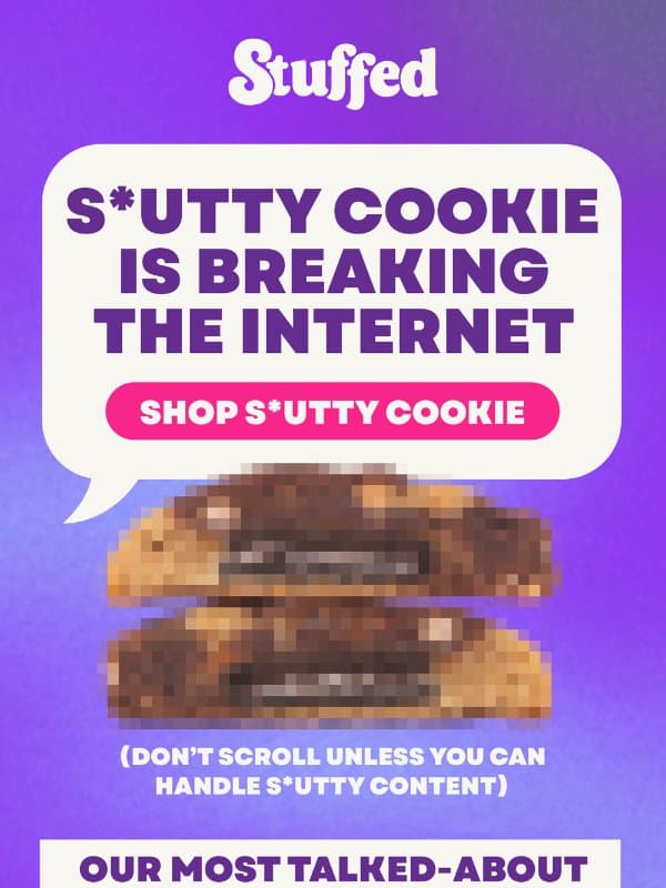 Our only BLEEPED out cookie 🫢 email from Stuffed Cookies