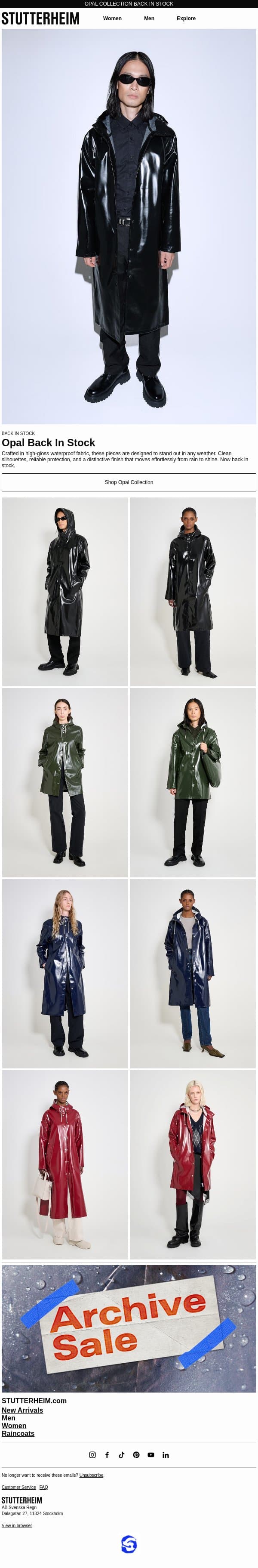 Come Rain. Come Shine. email from Stutterheim screenshot
