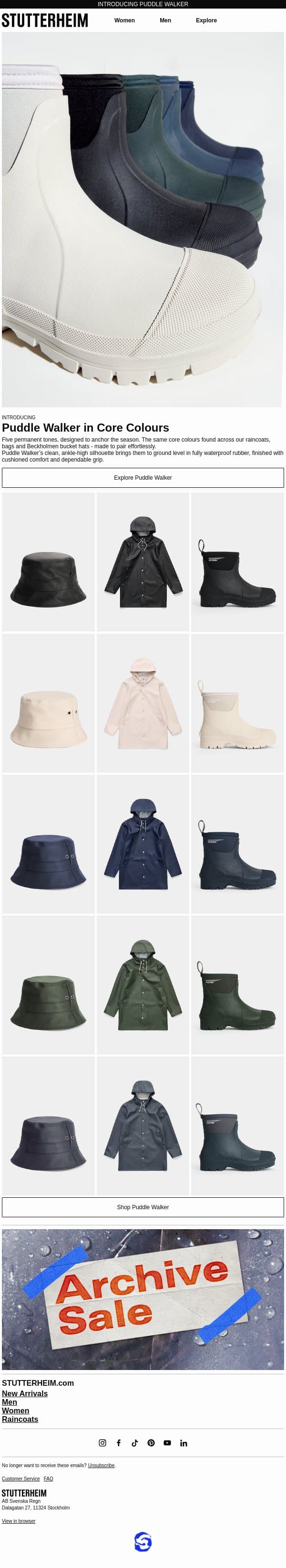 Puddle Walker in Core Colours email from Stutterheim screenshot