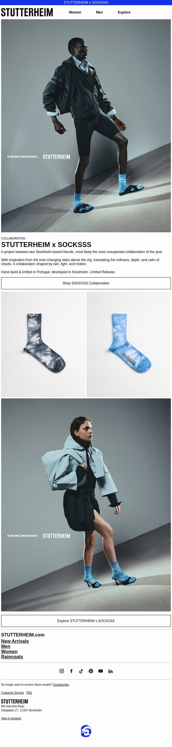 Introducing STUTTERHEIM x SOCKSSS email from Stutterheim screenshot
