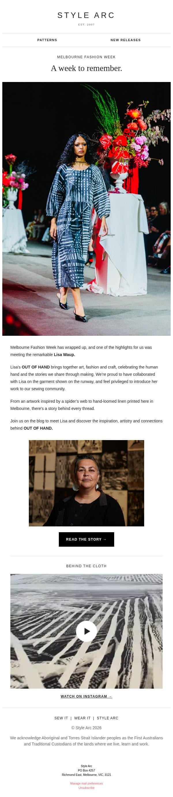💛 Fashion Week is a wrap. The inspiration stays. email from Style Arc screenshot