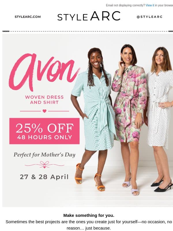 π NEW NOW 25% Off Avon email from Style Arc