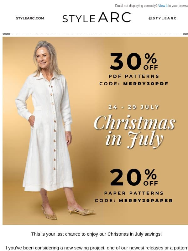 β° Final Hours of Our Christmas in July Sale email from Style Arc