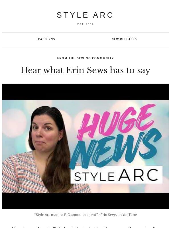 👀 Have you seen what Erin Sews is saying? email from Style Arc