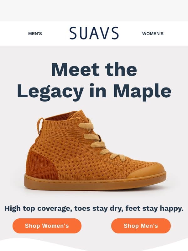 New high top color: Legacy Maple email from SUAVS