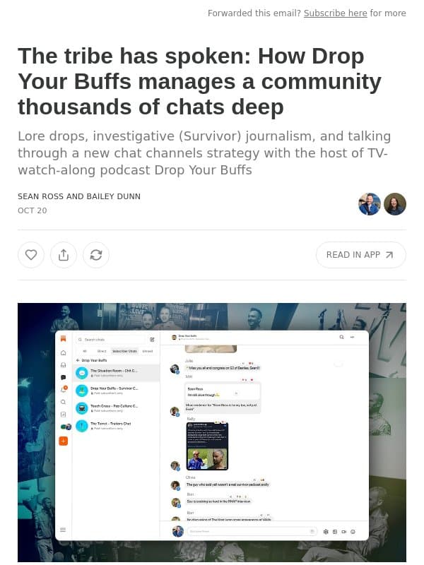 The tribe has spoken: How Drop Your Buffs manages a community thousands of chats deep email from Substack