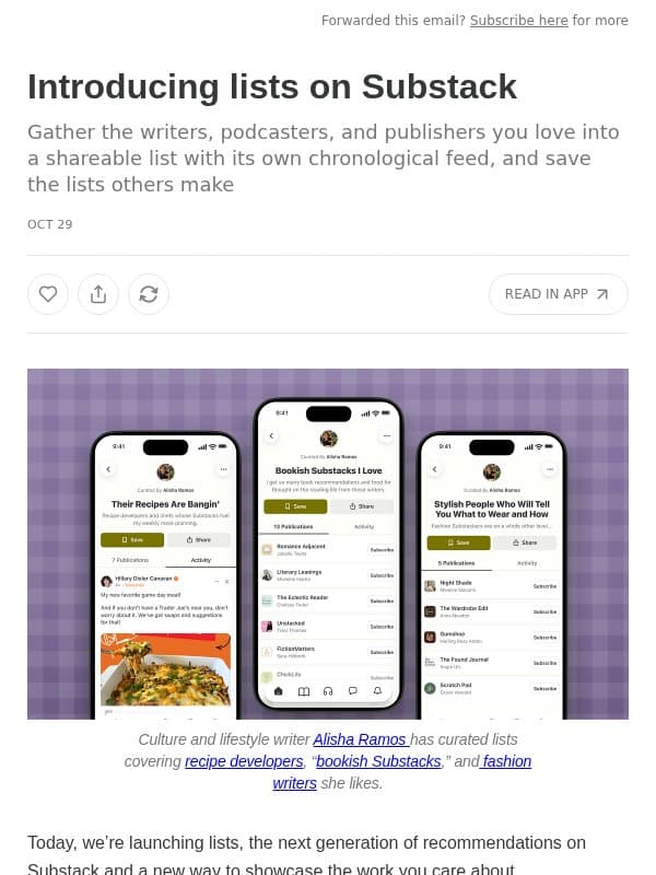 Introducing lists on Substack email from Substack
