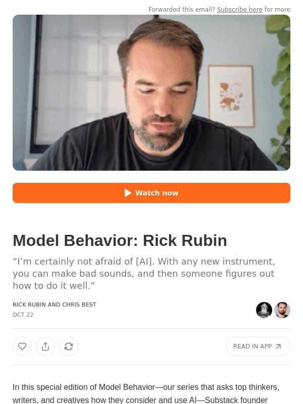 Model Behavior: Rick Rubin email from Substack