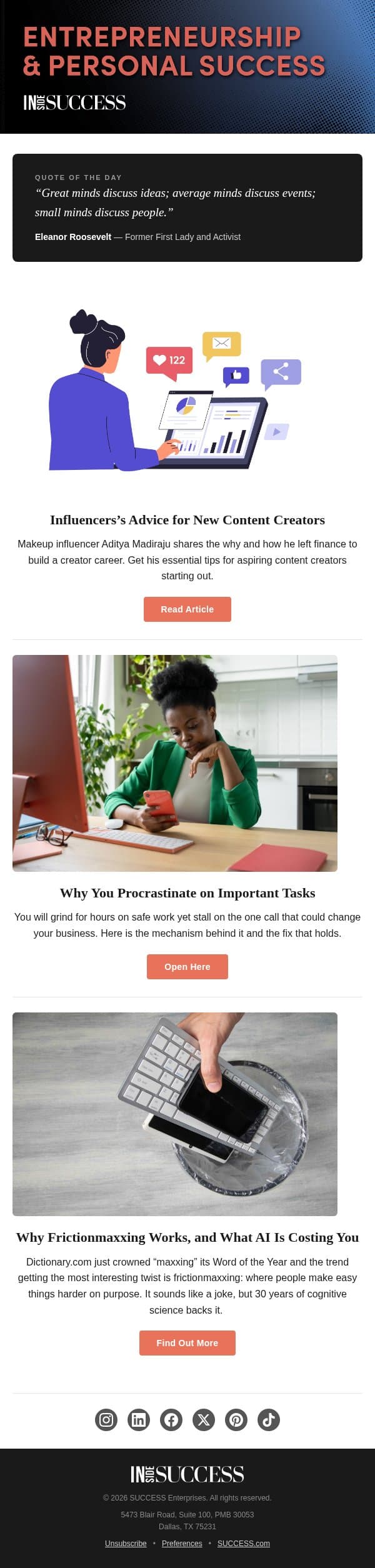 Everyone’s Maxxing. Are You? email from Success Magazine screenshot