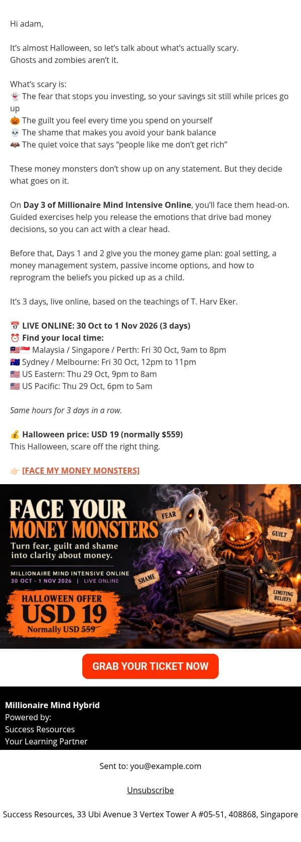 What’s really haunting your bank account email from Success Resources screenshot