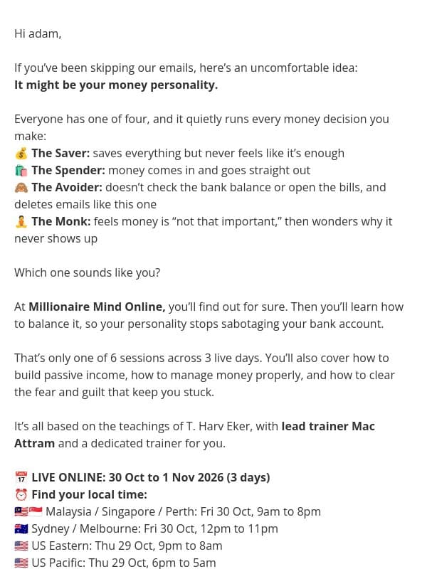 Been deleting our emails? Read this one. email from Success Resources