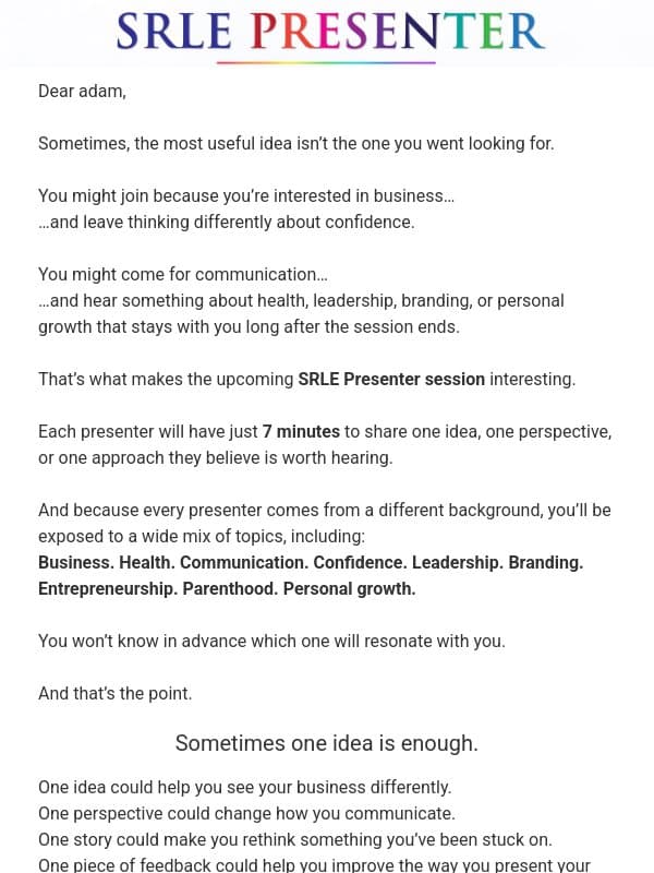 What If the Best Idea Is the One You Weren’t Looking For? email from Success Resources