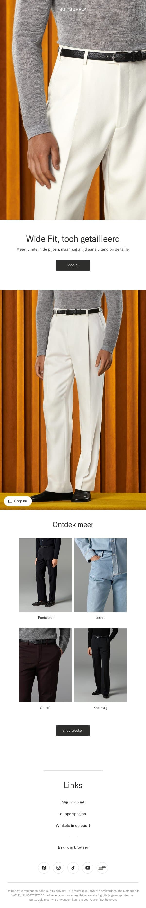 Ruim in het been, getailleerd in de taille email from SuitSupply screenshot