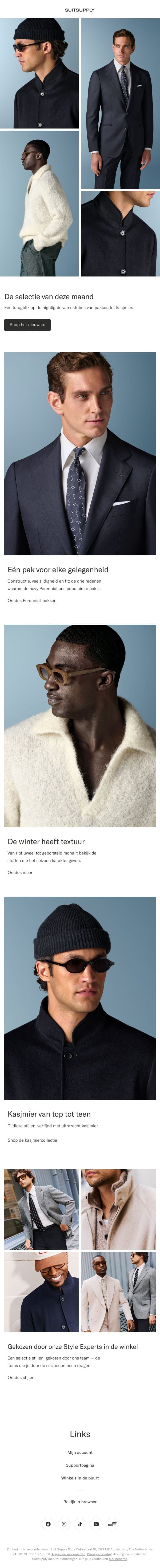 Je selectie van oktober staat klaar email from SuitSupply screenshot