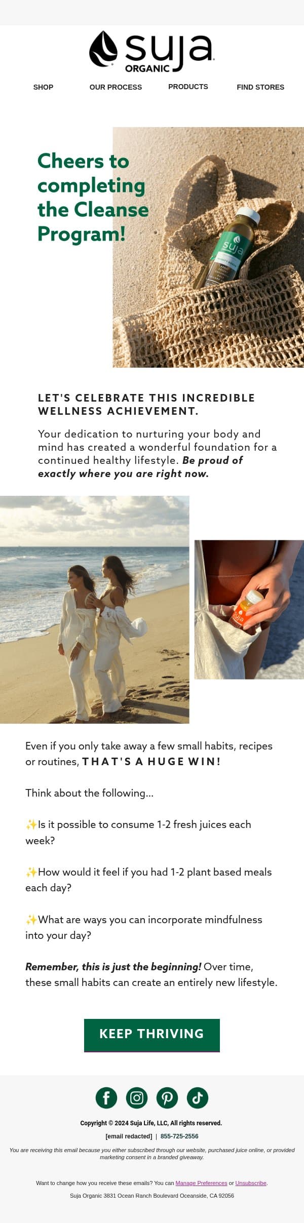You’ve Completed Your Detox Adventure! email from Suja Organic screenshot