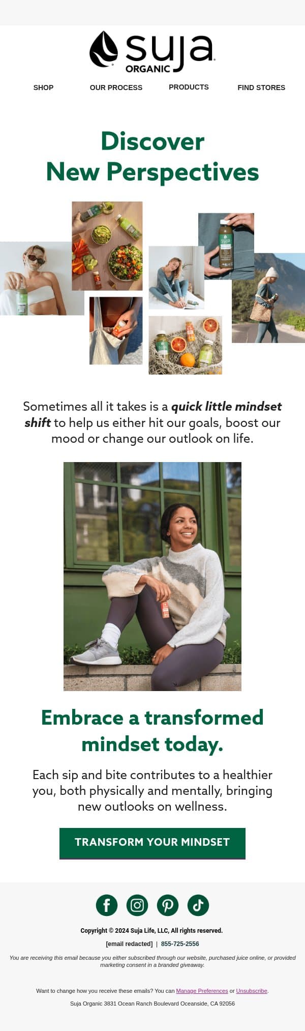 Shift Your Mindset Today email from Suja Organic screenshot