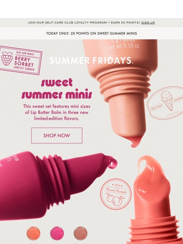 NEW! Sweet Summer Minis 🍑🍇🍨 email from Summer Fridays