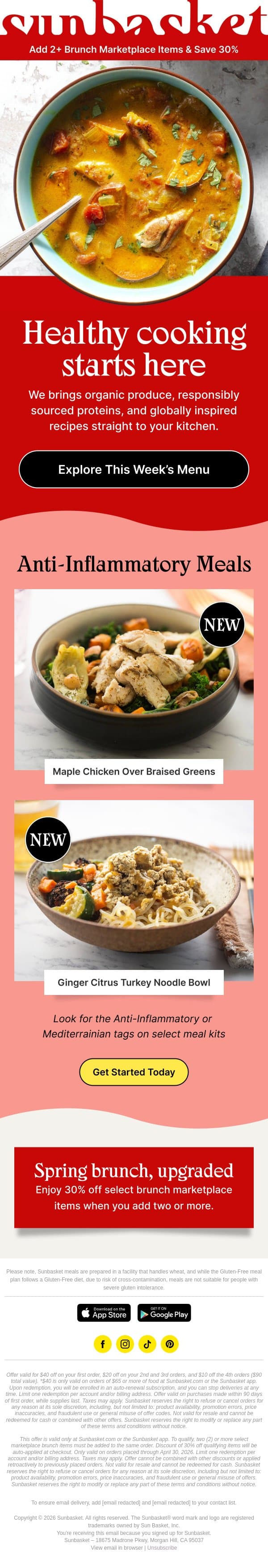 We saved you a seat at the table email from Sunbasket screenshot