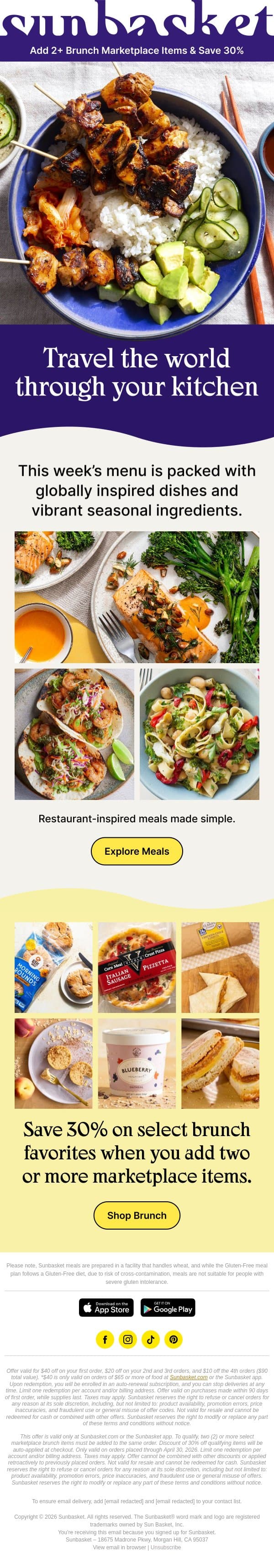 This week's menu is worth exploring email from Sunbasket screenshot