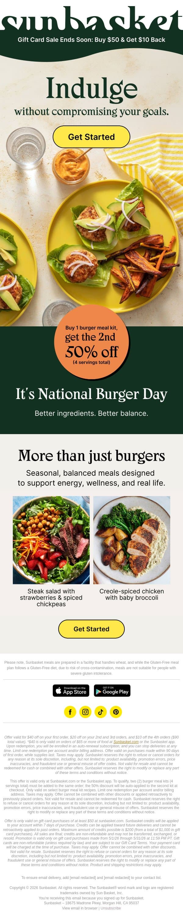 A better burger inside π email from Sunbasket screenshot