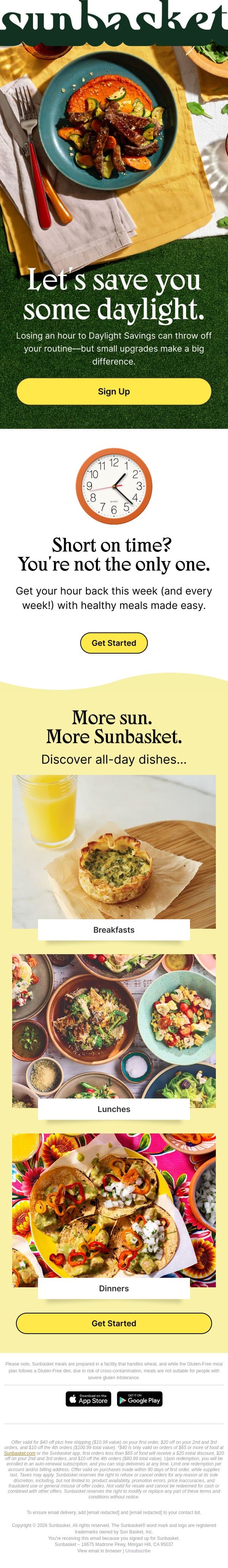 Reset Your Routine 🌱 email from Sunbasket screenshot
