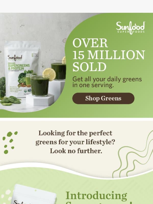 Discover the Benefits of Supergreens! email from Sunfood