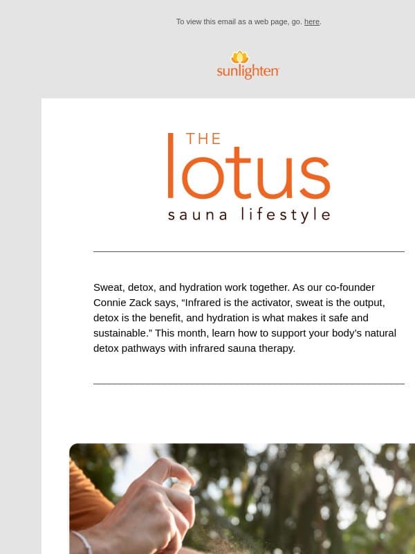 July Newsletter: Sweat, Hydration and Infrared Sauna Detox email from Sunlighten