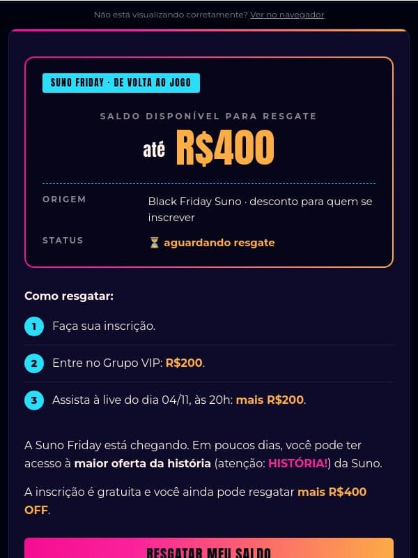 R$400 esquecidos aqui email from Suno Research
