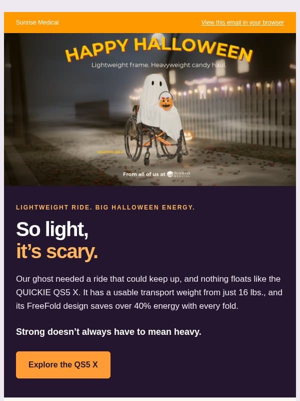 Treats inside: Tips for Trick-or-Treat and a Costume Call 🎃 email from Sunrise Medical (JAY Cushions)
