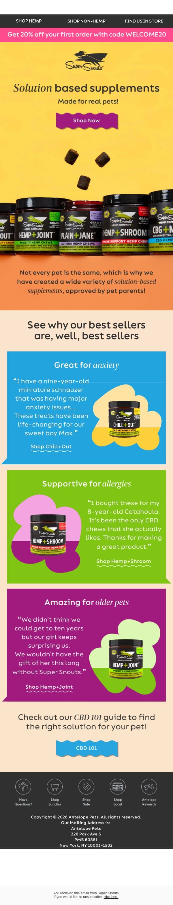 Solution Based Supplements 🐕🐱 email from Super Snouts screenshot