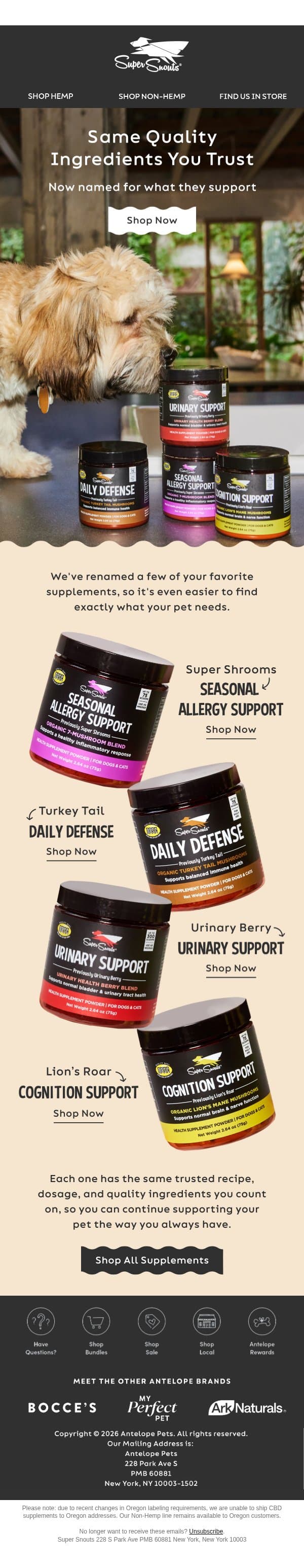 UPDATE: New Names, Same Trusted Recipes 🐶 email from Super Snouts screenshot