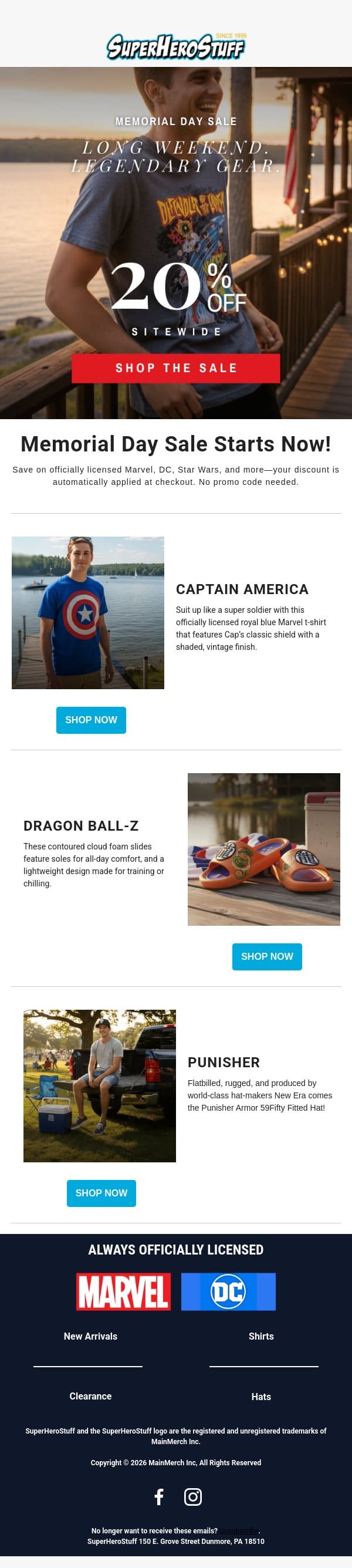 20% Off Starts Now ⚡ email from SuperHeroStuff screenshot