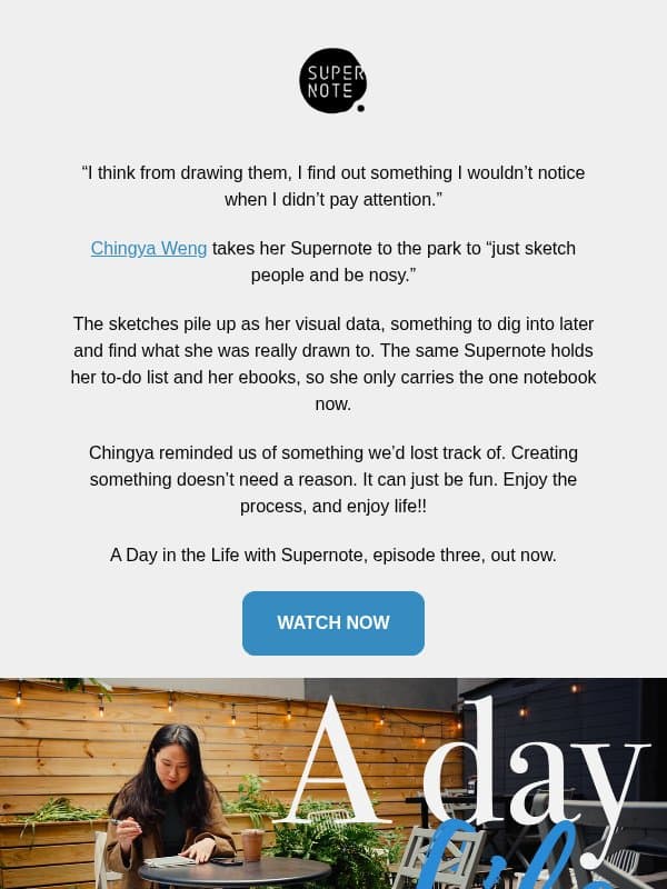 A Day in the Life with Supernote: Chingya Weng, Graphic Designer & Illustrator email from Supernote