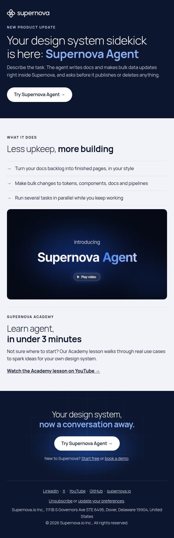 Just dropped: Introducing ⚡️ Supernova Agent email from Supernova.io screenshot