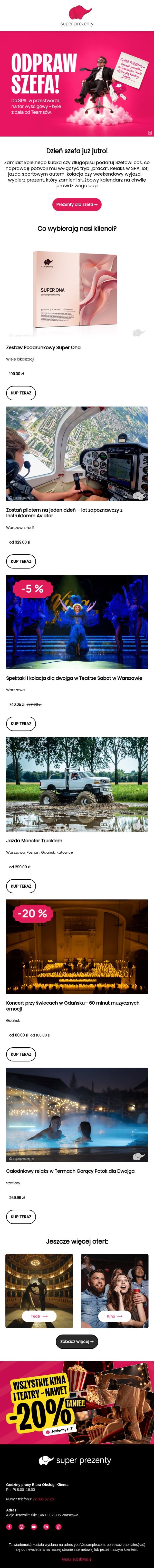 Dzień Szefa już jutro! 🎁 Oto TOP 6 prezentów email from Superprezenty.pl screenshot