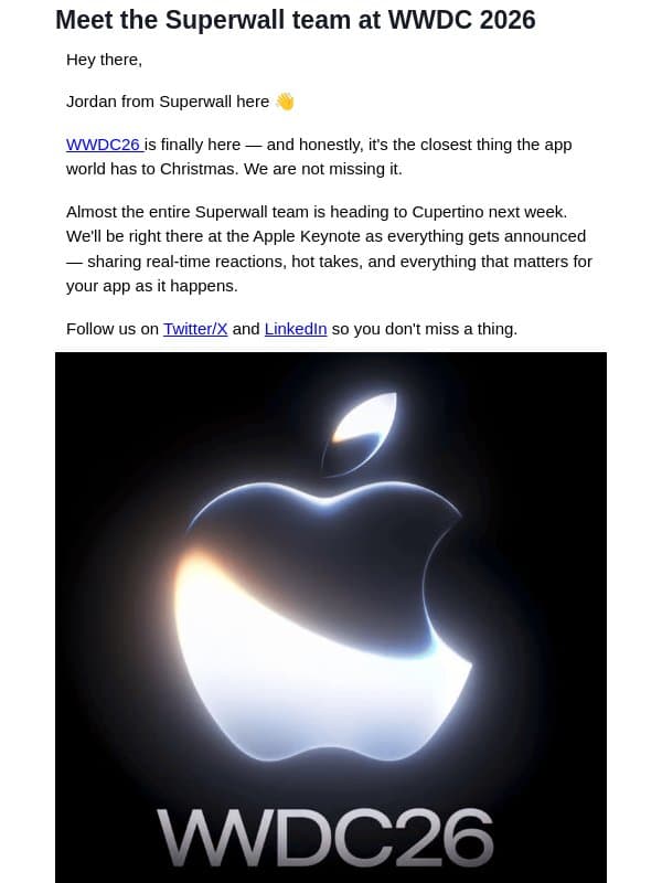 Superwall is at WWDC — let's meet in person! email from Superwall