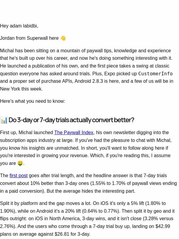 What's New at Superwall: The Paywall Index, Expo 1.4.0 and More email from Superwall