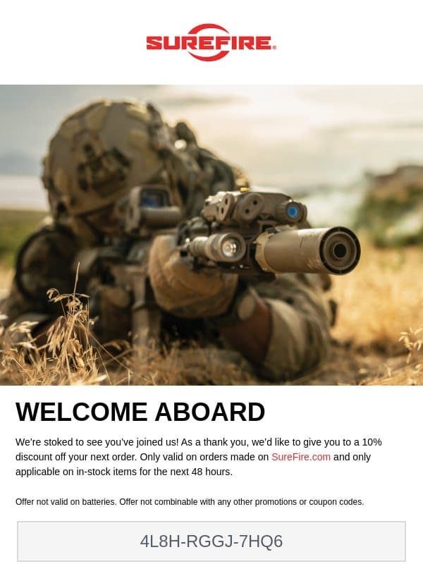Welcome to SureFire email from SureFire