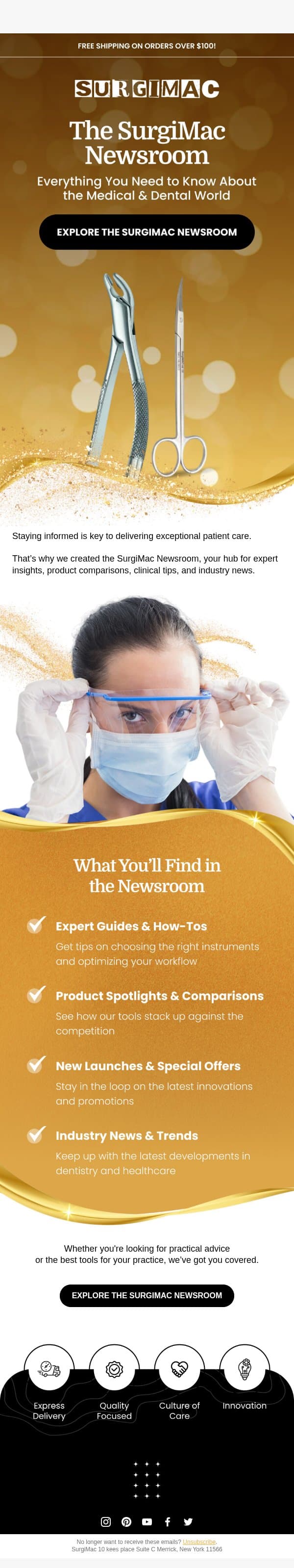 Stay Ahead with the Latest Dental & Medical Insights email from SurgiMac screenshot