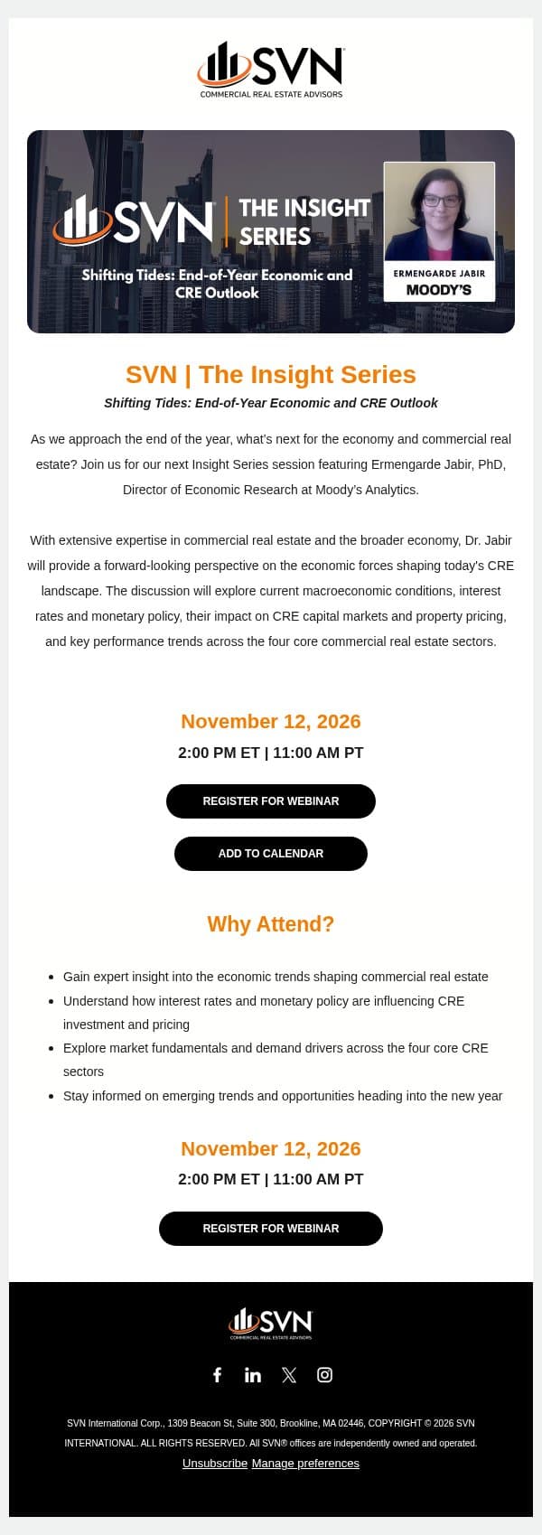 SVN | The Insight Series with Moody's Analytics email from SVN International Corp screenshot