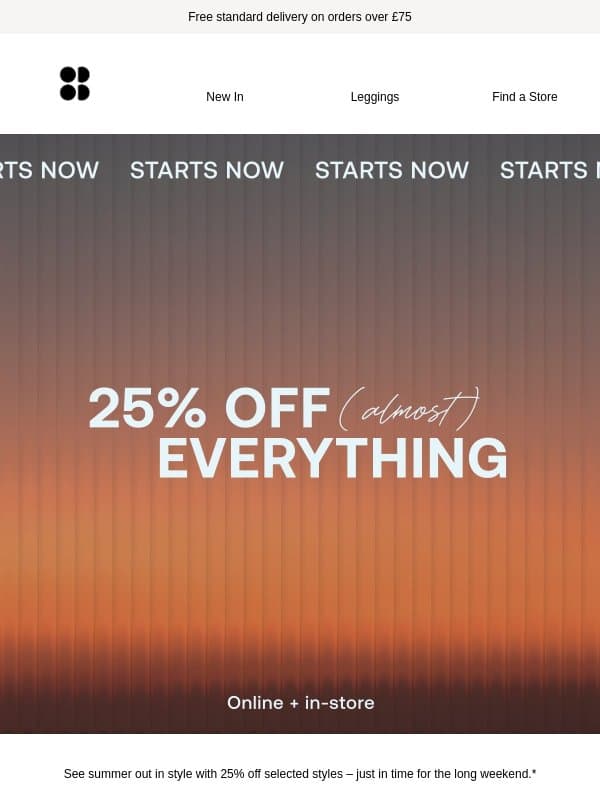 Summer send-off: 25% off (almost) everything email from Sweaty Betty