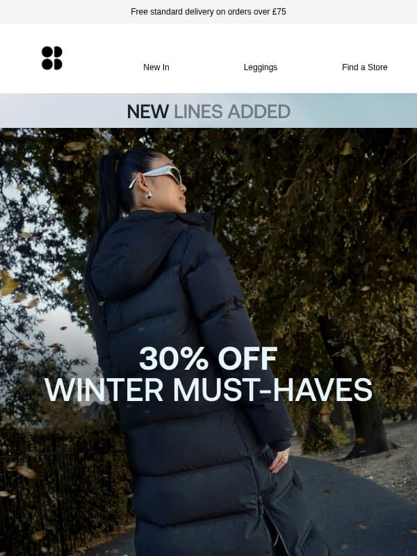 JUST ADDED: More winter faves at 30% off email from Sweaty Betty