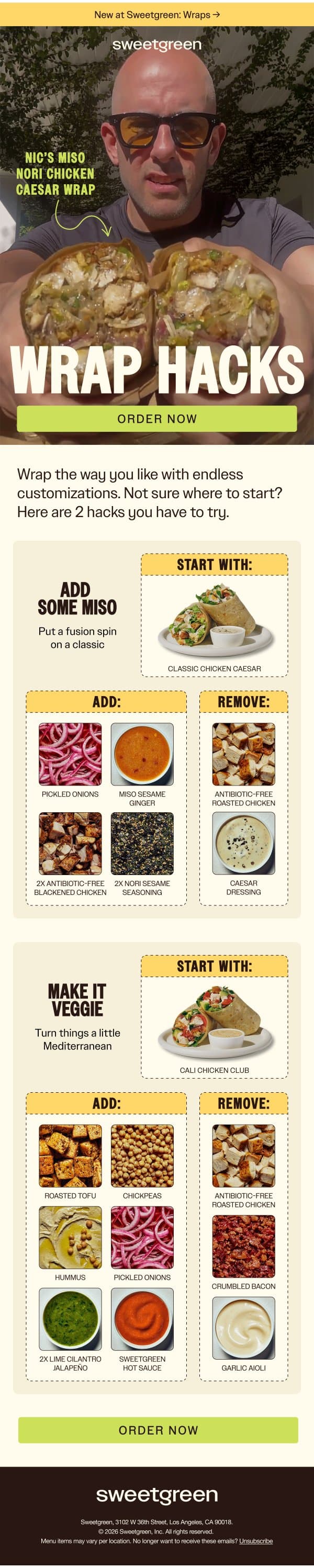 Hack your wrap email from Sweetgreen screenshot