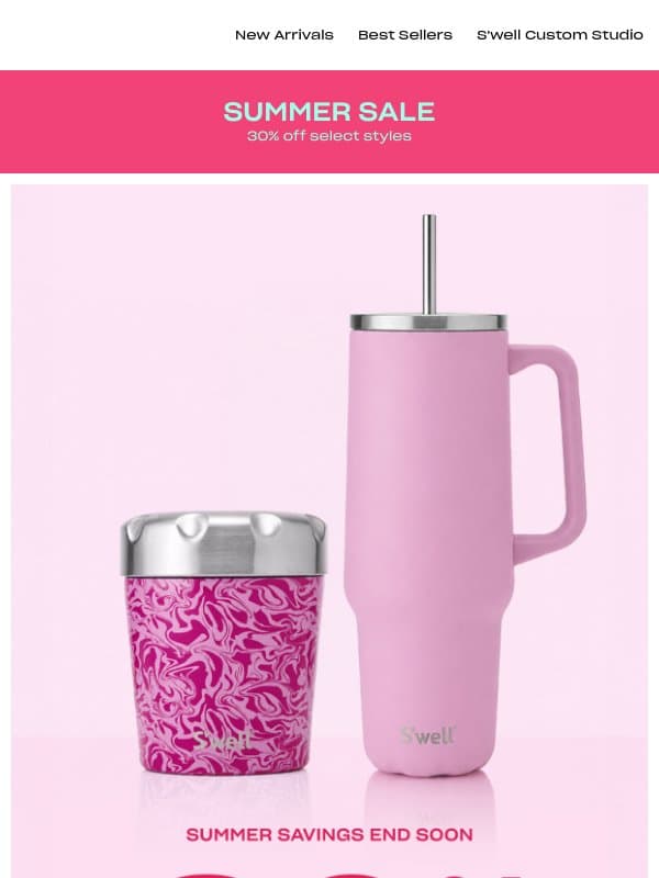 30% Off Summer Favorites Ends Soon email from S'well