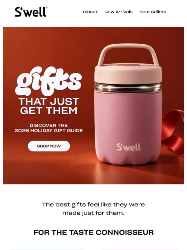 Unwrap The 2026 Holiday Gift Guide email from S'well