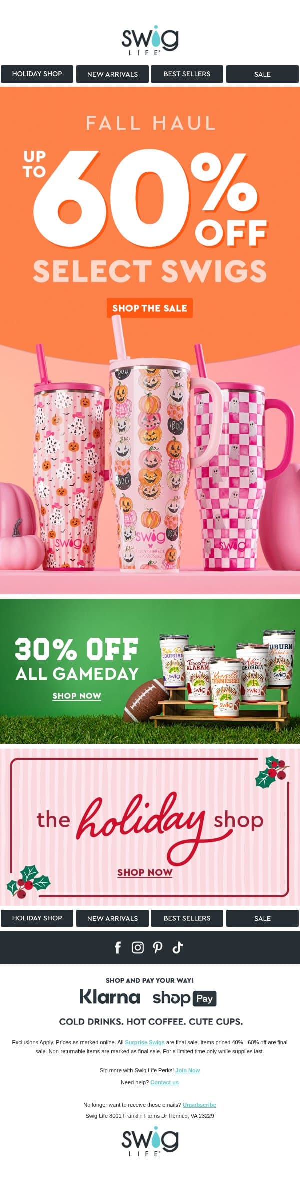 Spooktacular Fall Haul Sale! π email from Swig Life screenshot